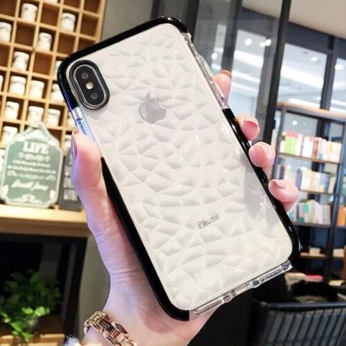 NEW Luxury Covers Diamond Pattern Clear Phone Case For IPhone 12 Girly Slim Anti-Shock TPU Cover For IPhone 6/7/8/XS/MAX/11