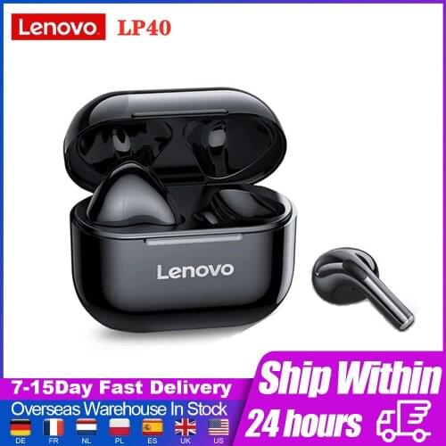 Lenovo LP40 Original headphones HiFi Stereo Sport Earphone bluetooth Bass Waterproof earphones Wireless Earbuds Dual Diaphragm