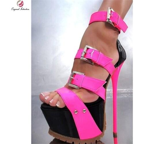 Original Intention Gorgeous Women Sandals Elegant Peep Toe Buckle Strap Thin Heels Sandals Shoes Woman Plus Size 4-15
