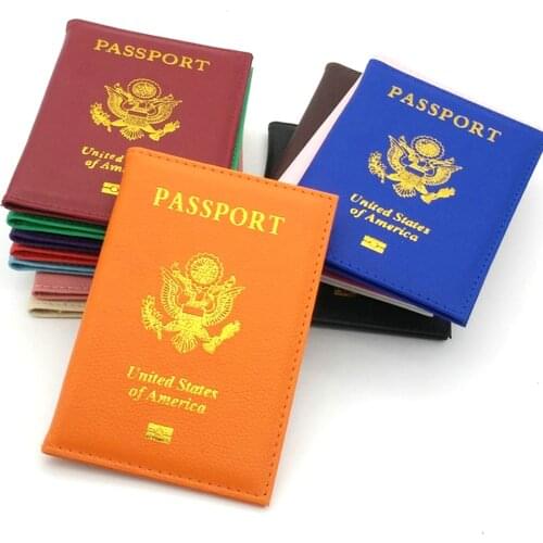 Personalised leather USA Passport Cover Customized Travel Passport holder American Wallet Covers for Passports Girls America