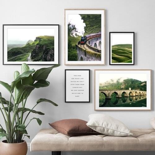 Landscape Painting Steam Train Passing Through The Wilderness Home Decoration Canvas Painting Living Room Decoration Wall Poster