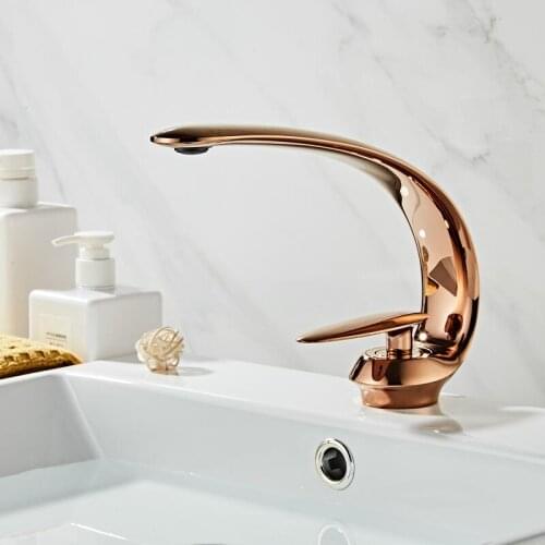 Basin Faucets Modern Rose Gold Bathroom Mixer Tap Brass Washbasin Faucet Single Handle Single Hole Elegant Crane For Bathroom