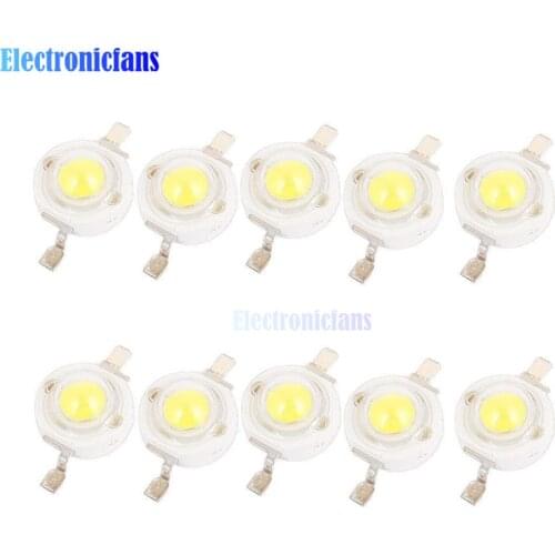 10PCS 1W LED High power Lamp beads Pure White 300mA 3.2-3.4V 100-120LM 30mil