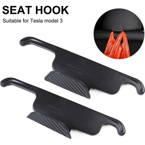 2pcs Car Seat Headrest Hook Hanger Grocery Bag Holder Interior Storage Seat Back Organizer for Tesla Model 3 Model Y 2017-2021
