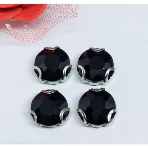 The Stone Flower Black Crystal Glass Sewing Rhinestones with D Shape Claw DIY Jeans Woman and Wedding Dresses
