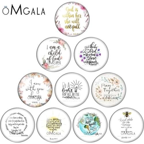 10PCS/SET God Is My Refuge and Strength Inspirational Bible Verse Quote 25mm Round Glass Cabochon Jewelry Friend Lover Gifts
