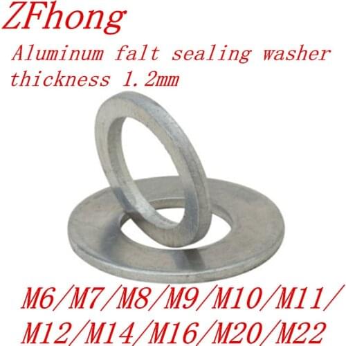 100pcs/lot M4 M5 M6 M7 M8 M10 M12 M14 M16 M17 M18 M20 aluminum flat sealing washer gasket thickness 1.2mm