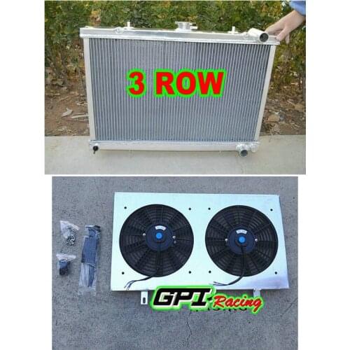 3ROW aluminum RADIATOR + shroud + fan FOR NISSAN SKYLINE S13 CA18 R32 RB20