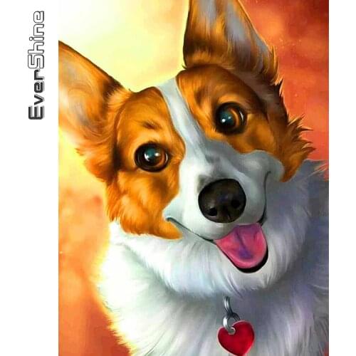Evershine 5D DIY Diamond Embroidery Dog Cross Stitch Kits Diamond Painting Animal Picture Of Rhinestones Mosaic Decor for home
