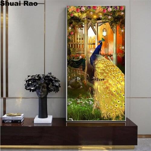 50x100cm 5d diy diamond painting Peacock Flower 3d Diamond mosaic full square round resin Diamond Embroidery sale birds animal