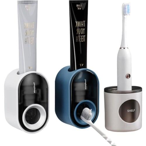 Automatic Toothpaste Squeezer Toothbrush Holder Waterproof Bathroom Electric tooth brush Base Nail-free Installation