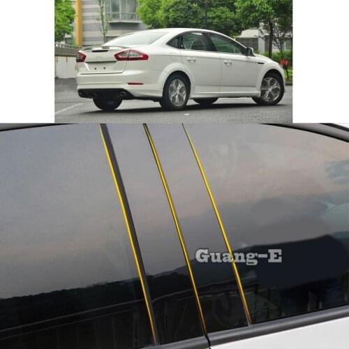 Car PC Material Pillar Post Cover Door Trim Window Piano Black Molding Sticker Plate For Ford MONDEO 2008 2009 2010 2011 2012