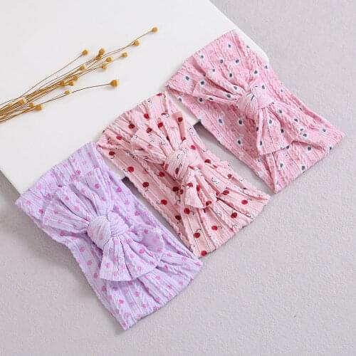 Printed Cable Knit Ribbed Headband, Stretchy Bow Hairband, Knotted Turban Headwrap Baby Shower Gift Girls Hair Accessories