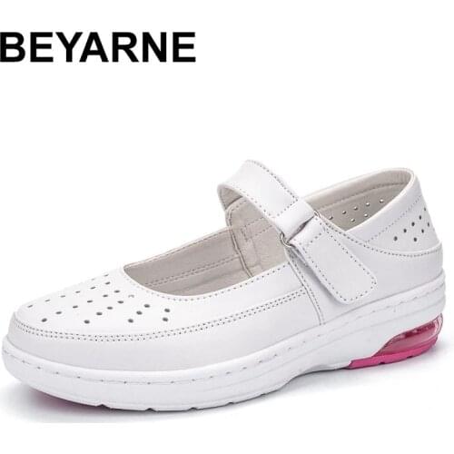 BEYARNEWomens Comfort Working Nurse Shoes Breathable Wedges Slip on Walking Sneaker Height Increasing Casual Hole Shoes for Wom
