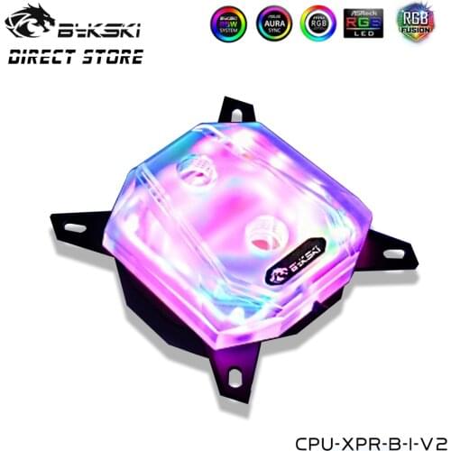 Bykski Transperant CPU Water Block For INTEL LGA 1366/1156/1155/1151/1150/2011/2066 CPU Cooler RGB 12V/5V Copper CPU-XPR-B-I-V2