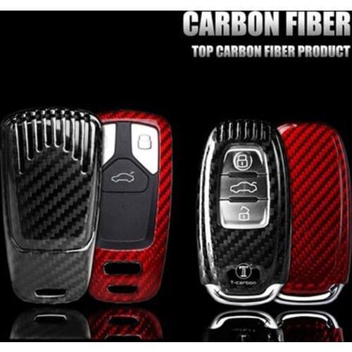 Real Carbon Fiber Car Styling Auto Key Protection Cover Case For Audi C6 A7 A8 R8 A1 A3 A4 A5 Q7 A6 C5 Car Holder Shell