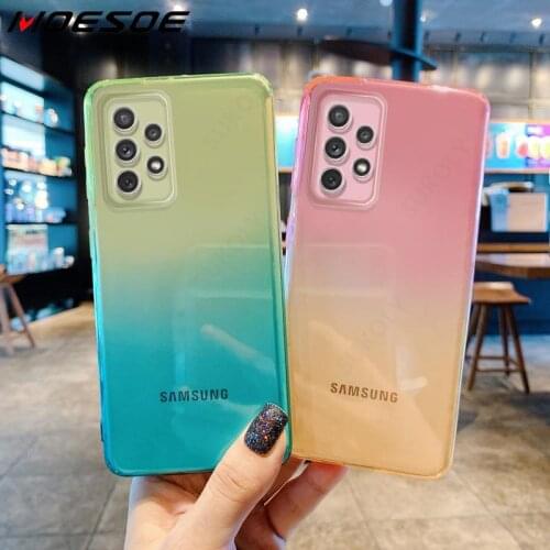 Gradient Clear Case For Samsung A52 A72 A51 A71 S21 Ultra S20 FE S10 Plus Note 20 A32 A22 5G Quantum 2 Soft Silicone Back Cover