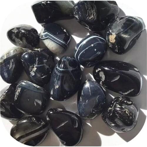 Black Onyx Agate Tumbled Stones Natural Crystal Gemstone For Decoration