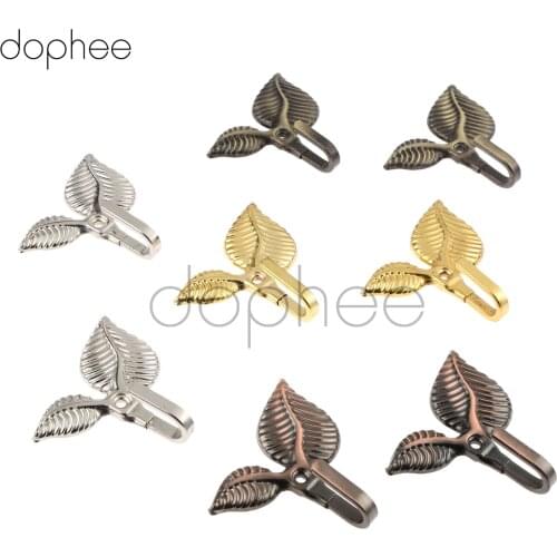 Dophee 2pcs Metal Leaf Curtain Hooks Window Drapery Tieback Holders Wall Hanger 4 Colors With Screws Home Curtain Decoration
