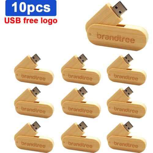 10pcs/lot Custom Logo Flash Drive Wood Pen Drive Gift Usb 2.0 4GB to 64GB Stick Real Capacity Disk On Key free custom logo