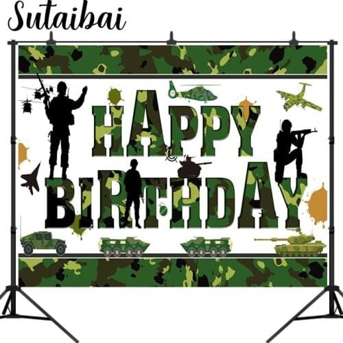 Happy Birthday Soldiers Party Backdrop Camouflage Military Army Decoration Boy Background Baby Shower Custom Poster Decor