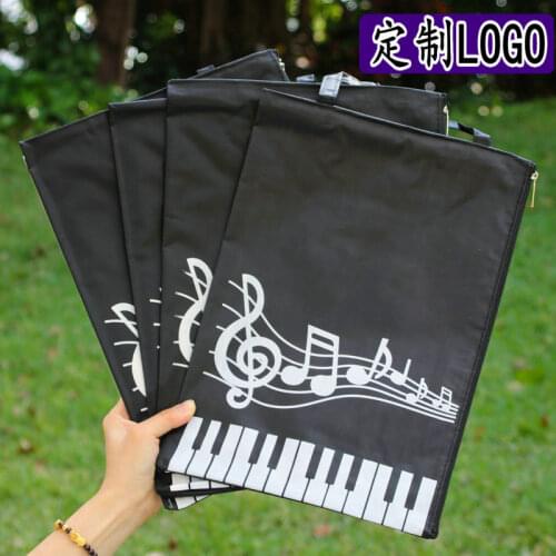 A4 Black Music Piano Book Handbag Waterproof Hand Bag Carry On Eco-Friendly Canvas Bag Custom LOGO File Holder School Stationery
