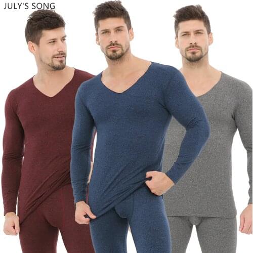 JULYS SONG Thick Thermal Underwear Sets Long Johns Winter Clothes For Men Plus Size Warm Underwear For Male Slim Invisible