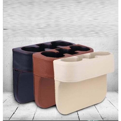 Rete Storage Box Bag Car Seat Organizer Catcher Space Store gap Leak-Proof seam black PU leather black/cream/brown color option