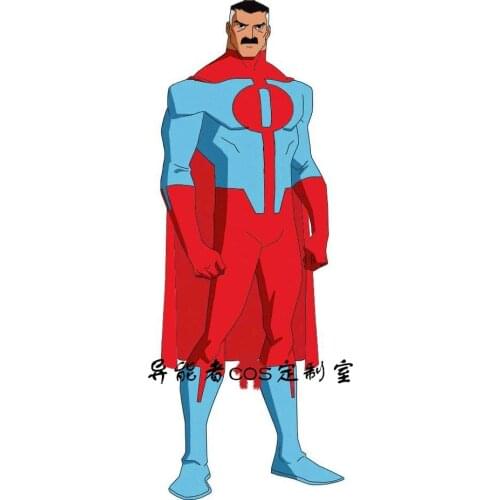 Omni Man Cosplay Costumes Invincible Sky Blue and Red Zentai Catsuit Halloween Bodysuit Free Shipping