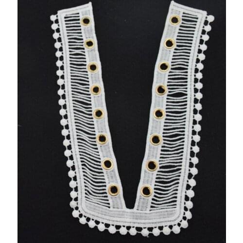 Lace false collar white embroidered fake lace collar trim diy women applique sewing supplies african guipure lace collars#3524
