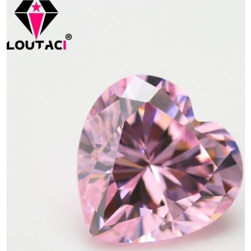 LOUTACI Colored Cubic Zirconia Heart Shape Pink Color Fashion Style Setting Rings And Necklace Small Size 3x3-4x4mm