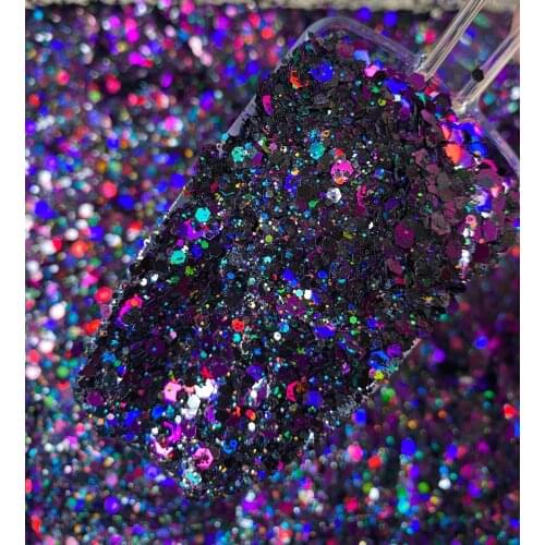 50G 4-5 Colors Colorful Chunky Poly Glitter Mix for Nail Art Glitter Holographic Mix - Chunky Fine Glitter Powder Poly Glitter