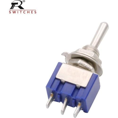 5PCS Miniature Toggle Switch Single Pole Double Throw SPDT DPDT ON-OFF-ON ON-ON 6A 125V AC 1/4 Inch Mounting MTS-102 103 202 203