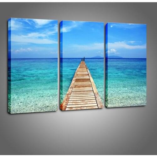 Modern Decor Room Wall Frame 3 Pieces Ship Sea Sunset Sunshine Landscape Art Paintings Poster Modular Canvas HD Printed Pictures