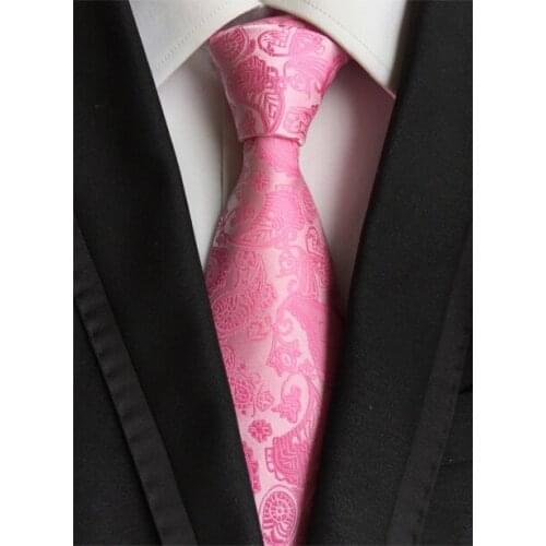 8cm Mens Ties Pink Paisley Woven Necktie