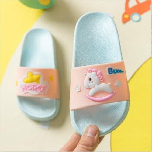 2020 New Cute Horse Slippers Boy Shoes Star Girl Shoes Summer Toddler Kids Shoes Baby Slippers PVC Cartoon Kids Slippers