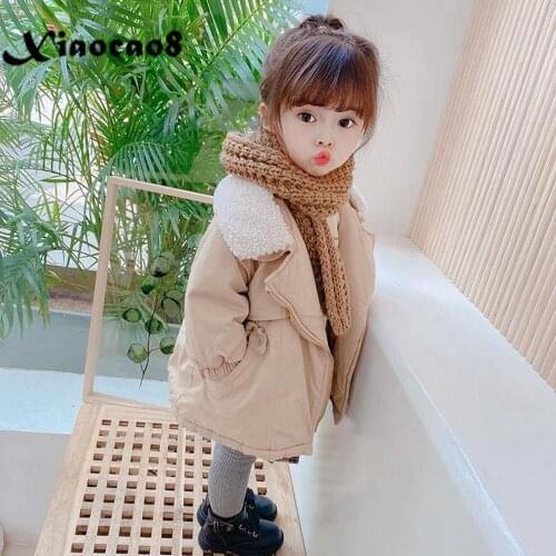 New Fashion Kids Thick Lambswool Cotton Long Jackets Coat for LIttle Girls Toddler Baby Winter Clothes Outerwear Infant Parka