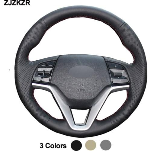 Car Steering-Wheel Cover Hand Sewing Wrap Volant For Hyundai Tucson 3 2015 2016 2017 2018 2019 2020 Braid on the Steering wheel