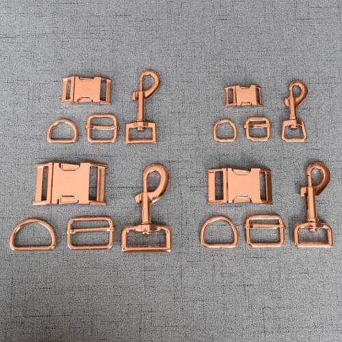 20 Sets 15mm/20mm/25mm/32mm Webbing Dog Collar Paracord Metal Buckle Semicircular Clasp Belt D Ring Snap Hook Adjuster Harness