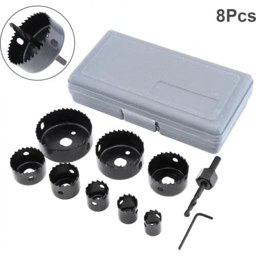 Woodwork Hole Saw 8pcs/lot 19-64mm Hole Saw Bit Cutting Set Kit Drilling Tool Round Case Drill Bits for Gypsum Board cutter set