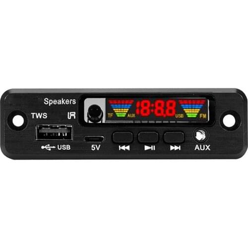 DC 5V MP3 Decoder Board Bluetooth-Compatible 5.0 Car MP3 Player USB Recording Module FM AUX Radio Speaker Handsfree Color Decode