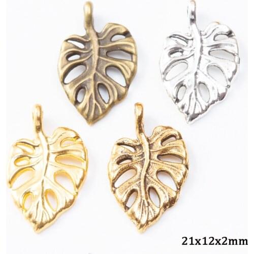 20PCS/Lot Gold Color Alloy Leaf Charms For DIY Bracelet Jewelry Making DIY Jewelry Findings Fashion Necklaces 2021