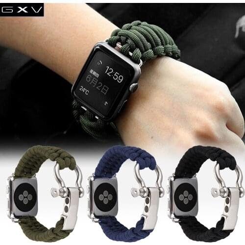 GXV For Apple Watch Band, High Strength Nylon Rope Strap Outdoor Survival Bracelet for iWatch series 4/3/2/1 44mm/42mm/40mm/38mm