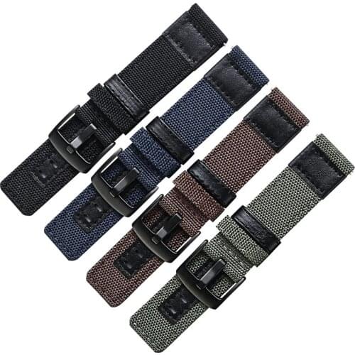 Canvas Nylon + Leather Watch Band For Jeep Diesel Fossil 20mm 22mm Men Watch Strap Longer Wrist Strap Watch Belt