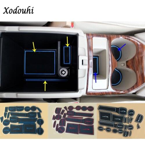 For Nissan X-trail xtrail T32/Rogue 2014 2015 2016 Car Groove Gate Slot Armrest Storage Rubber non-slip mat mats door pad cup
