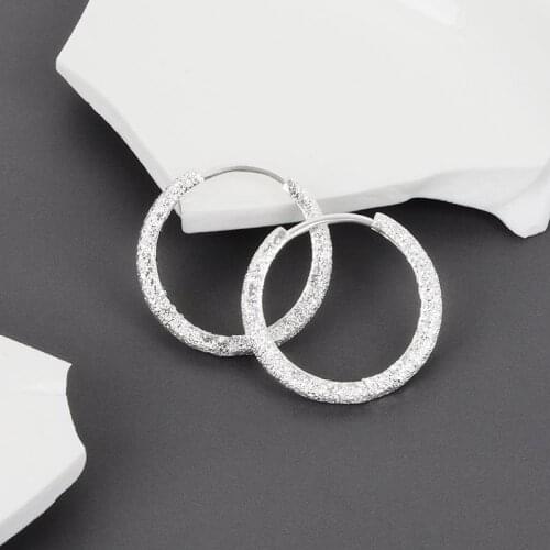 Binmonray 925 Sterling Silver Simple Circle Flash Sand Star River Ear Buckle for Women Temperament Earrings 2021 Trend Jewellery
