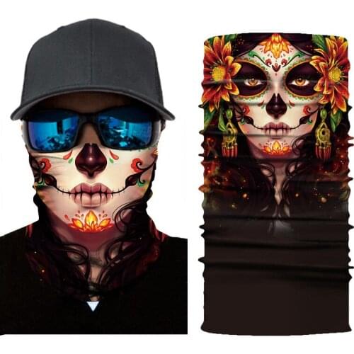 3D Cycling Magic Scarf Men Women Neck Face Mask Ghost Skull Motorcycle Head Bandana Shield Headband Headwear Bandanas