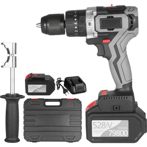 Cordless Electric Screwdriver 21V 6.0A Battery Max Torque 200N.m 1/2 Inch Keyless Chuck Impact Hammer Drill Screwdriver With Box