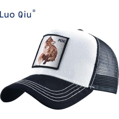 Snapback Fox Embroidery Patch Baseball Cap Women Fashion Breathable Mesh Trucker Hats For Women Unisex Hip Hop Bone Casquette