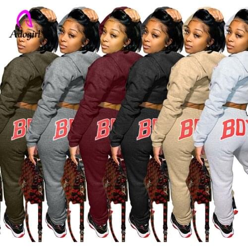 Tracksuit Women Sporty 2 Piece Set Letter Printed Hoodie and Sweatpants Set Fall Winter Clothes Suit Outfits Casual Sweatsuits